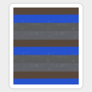 Bright Blue, Brown and Grey Rough Painted Style Stripes Sticker